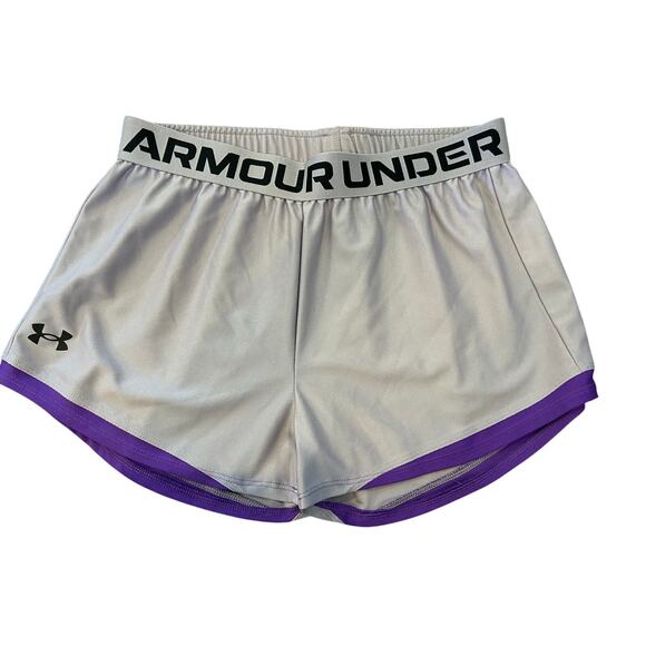 Under Armour Youth Girls Running Shorts Purple Large Lightweight Activewear - Picture 1 of 4